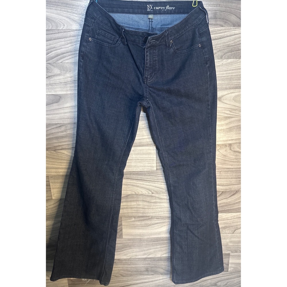 Vintage New York & Company Curvy Flare Jeans Womens 8 Average Dark Wash Indigo